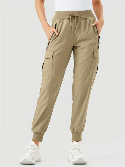 Women'S Cargo Joggers Hiking Pants Lightweight Camping Quick Dry 50+ Zippered Pockets