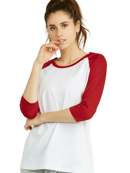 LADIES COTTON BASIC BASEBALL TEE