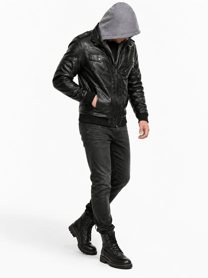 Men's Fashion Zipper Hooded Jacket Multi-Pockets - Great for Spring Outdoor Cycling, Street Cycling
