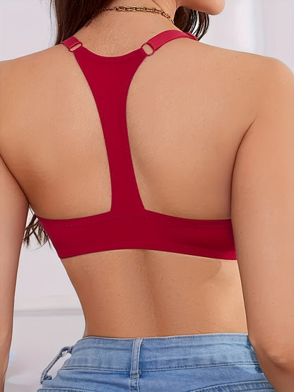 6pcs Women's Push-Up Bras Front Closure Underwire High Support - Breathable Nylon Lace Trim Non-Removable Padding, Valentine's Day & Mother's Day Gift for Her (Red/Blue/White/Black)
