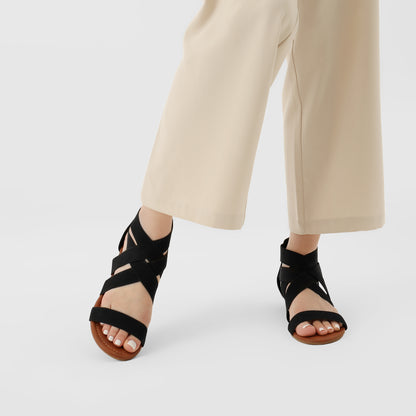 Womens Sandals, Simple Design, Women's Elastic Ankle Strap Low Wedges Sandals, Easy Slip-On, Suitable for Summer Vacation, Dating, Parties, Walking, Comfotrable