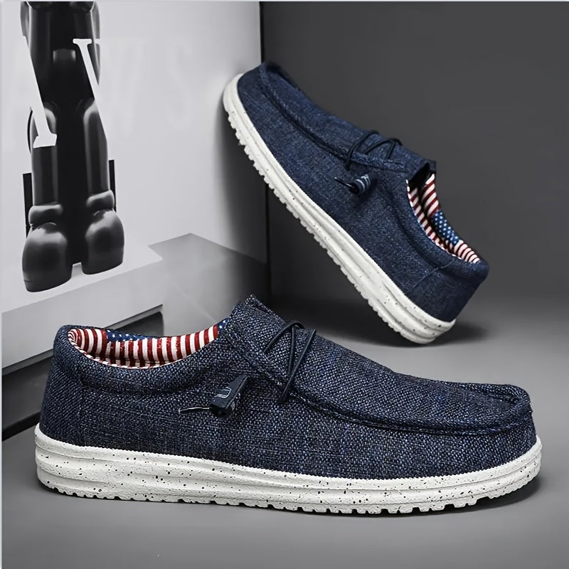 Men's Casual Slip-on Canvas Loafers - Comfortable Casual Sports Shoes Brown, Soft Fabric Upper And EVA Sole, Perfect for Casual Dressing And Outdoor Activities Holiday Shoes | Round Toe Design | Canvas Upper