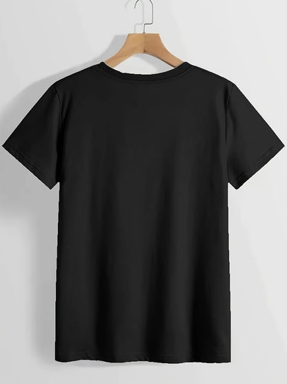 Trendy Anime Graphic Women'S Round Neck T-Shirt Made from Pure, Featuring a Minimalist Design That Is Both Comfortable And Breathable, Perfect for Everyday Casual Outfits. It Highlights a Natural And Sophisticated Look