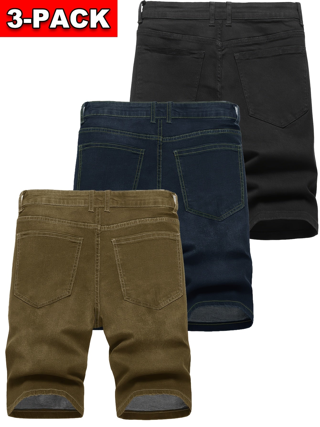 3-pack Men'S Jeans - Trendy Ripped Denim Shorts - Stylish, Versatile, Slim Fit, Casual Pants - New - Perfect For Outdoor Camping And Sports