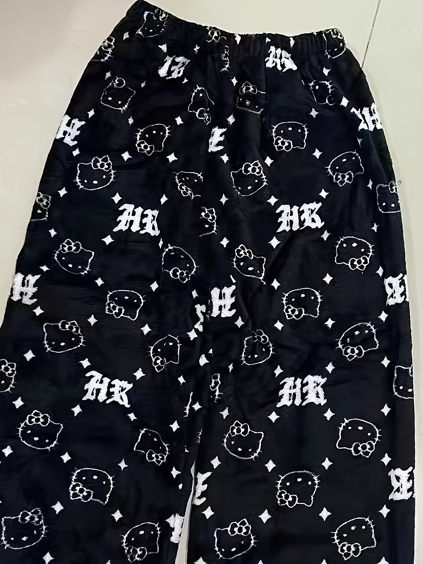 Sanrio KT Cat Pajama Pants for Women - 2pcs Sleepwear Set with Cute KT Cat Face & Full-Length Pants, Cozy Flannel Pajamas for s, - Nightwear ()