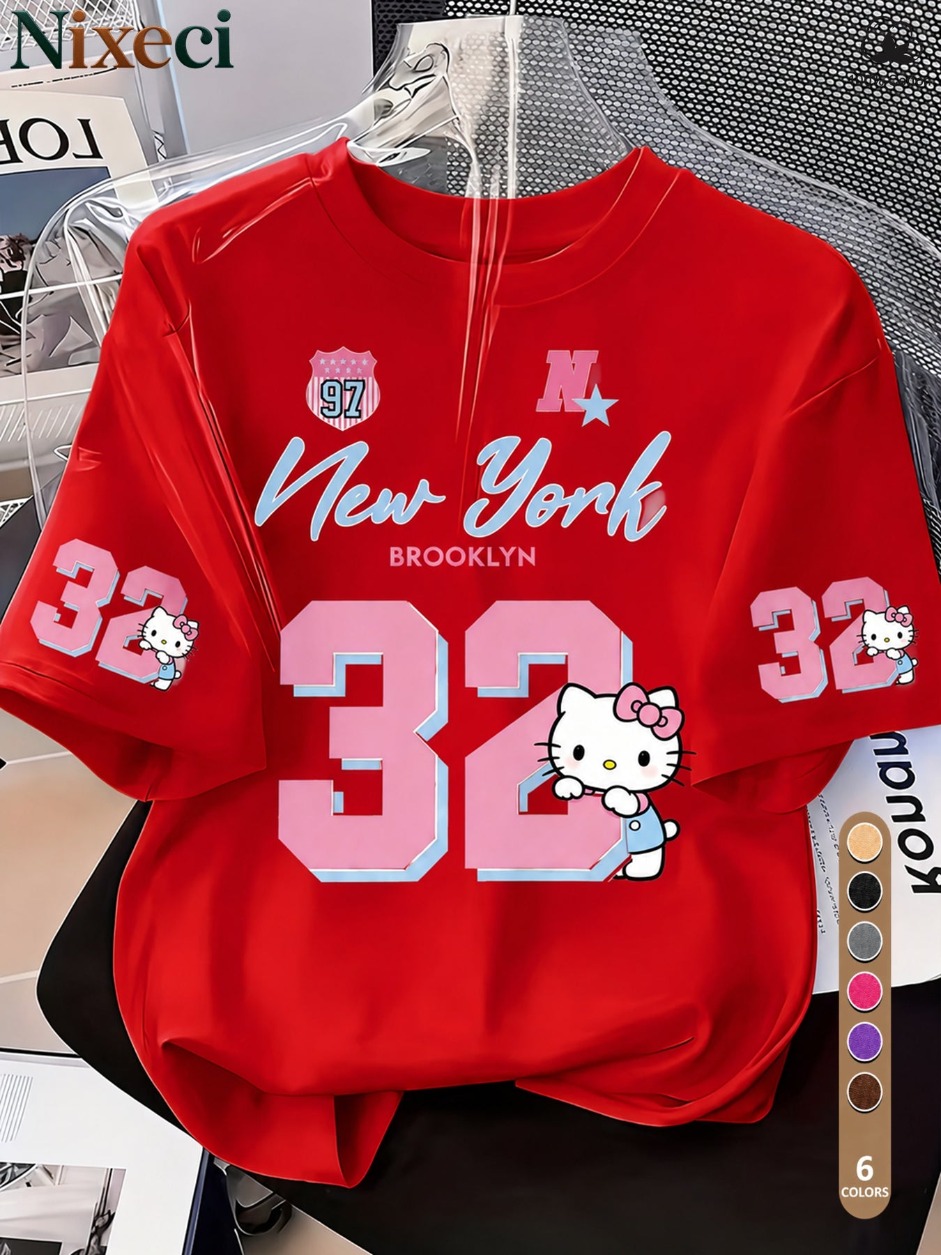 Nixeci Women'S T-Shirt Sanrio T-Shirt Independence Day American Patriotic Style Women'S T-Shirt Women'S T-Shirt Printed Round Neck T-Shirt, Summer Casual Vacation Women'S Short Sleeve Tops, Women'S Retro Shirts, Multi-C