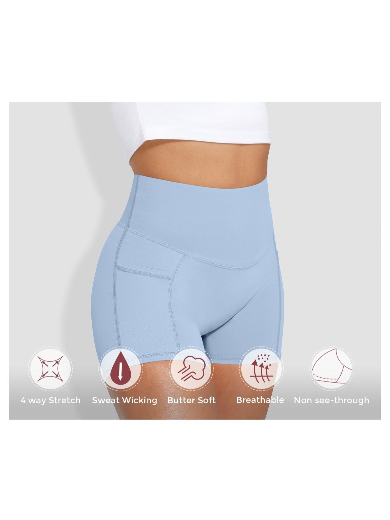 1Pc Women'S High-Waist Stretchy Athletic Shorts, Breathable Compression Bike Yoga Workout Shorts