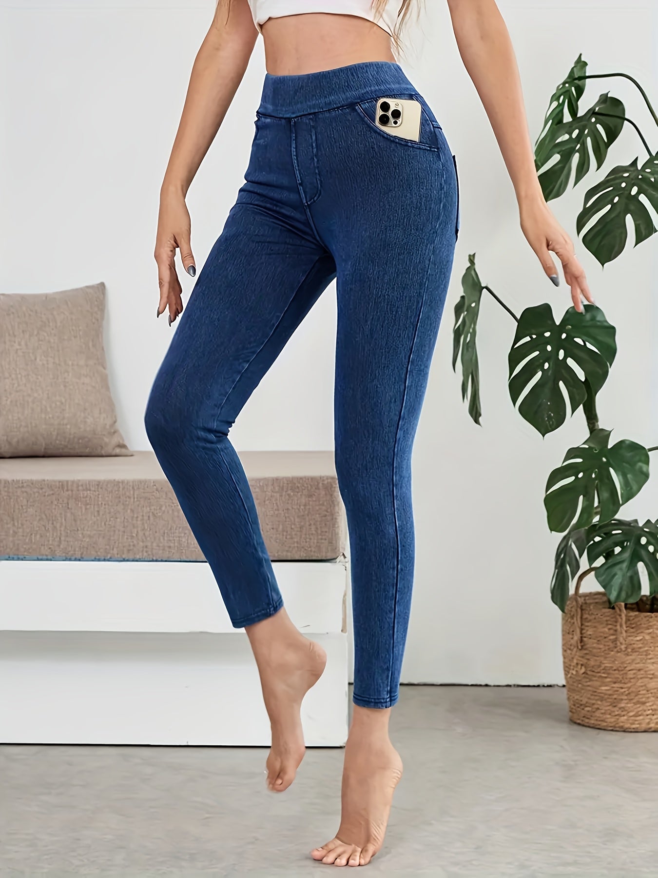 Women's High-Elastic Yoga Leggings with Front/Back Pockets - Solid Color Non- Workout Pants, 7/8 Length Fitness for Gym, Training, & Casual Wear - All-Season Comfortable Athletic Suit (Regular Cut)