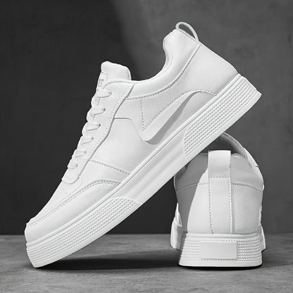 The Classic White Men'S Sneakers Feature A Easy And Comfortable Inner Lace-Up Closure Design. with A PU Upper And PVC Sole, They Are Suitable for Offices, Gyms And Outdoor Settings. Durable And Easy to Clean, They Are Casual Shoes