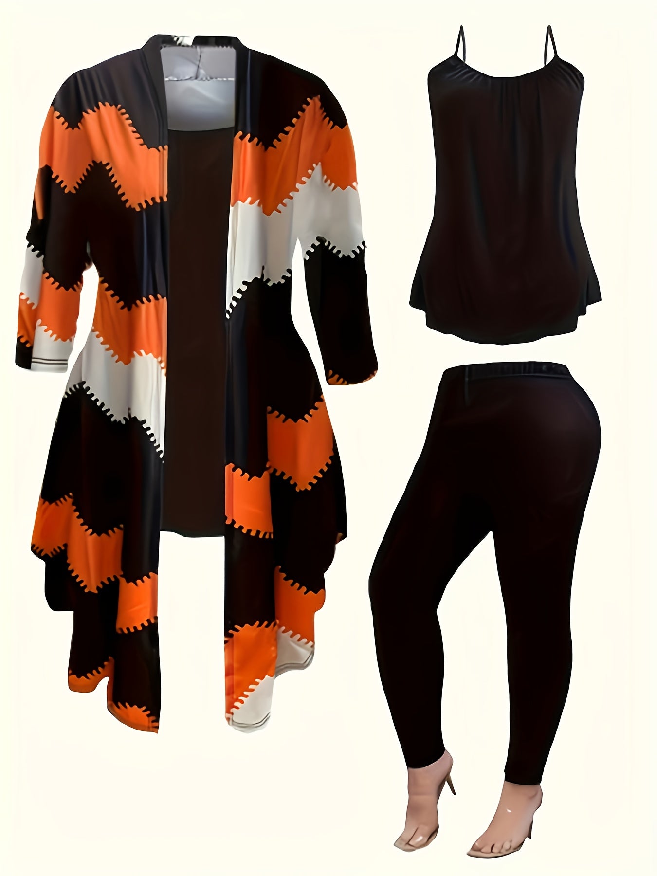 Spring And Autumn Elegant Women's Three-Piece Set, Mid-length Long-Sleeved Cardigan Coat Paired with Sleeveless Top + Casual Pants Set. A Festive And Exquisite Gift Set. Local Warehouse. Suitable for Spring And Summer Seasons.