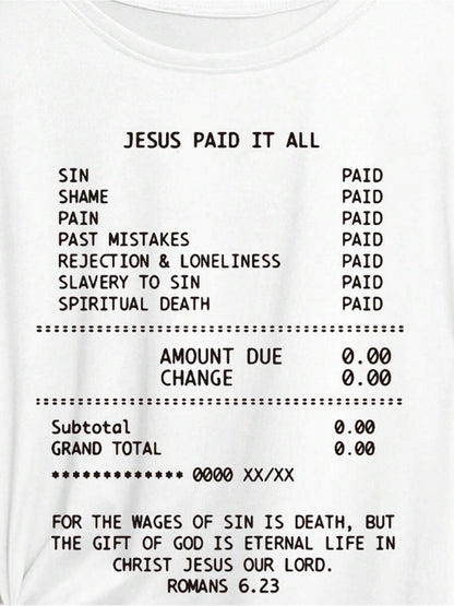 Plus Size - Plus Size - Plus Size Women'S T-Shirt with ' Paid in Full' - A Relaxed Fit Top Featuring a Religious Theme And Message of Christ'S Redemption, Ideal for Church, Study, And Prayer, Easy to Wash Casual Crew Neck Design