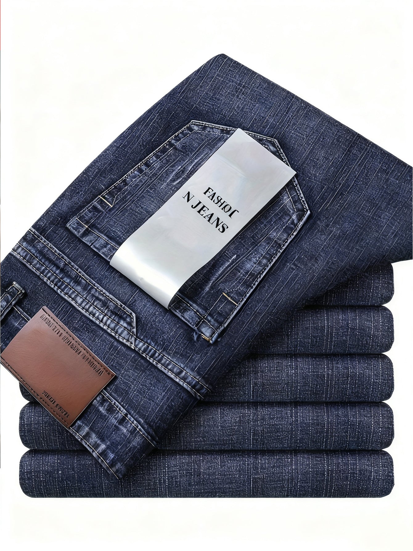 Two-Piece Men's Jeans Set Seasonless Fashion Men's Classic Jeans Comfortable Stretch Straight-Leg Pants Suitable for Casual Business Wear, Everyday Leisure Outfits, and Travel Essentials