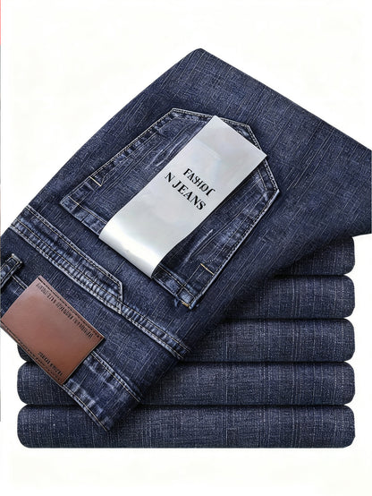 Two-Piece Men's Jeans Set Seasonless Fashion Men's Classic Jeans Comfortable Stretch Straight-Leg Pants Suitable for Casual Business Wear, Everyday Leisure Outfits, and Travel Essentials