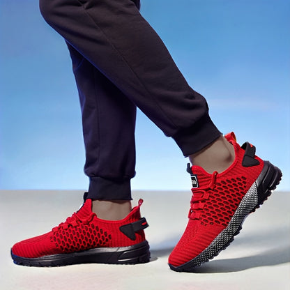 A Pair of Men'S All-Season Sports Running Shoes, Casual Street Style, Solid Color Design, Air Cushion, Lace-Up, Low Top, Imitation Fabric, Cloth Lining And Insole, Rubber Sole