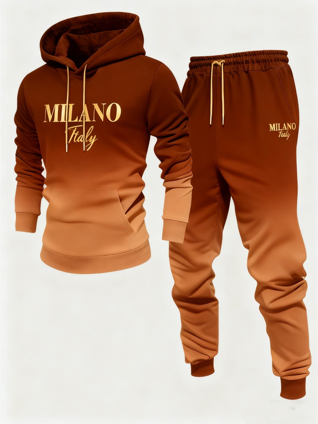2pcs Men's Gradual Change Hooded Tracksuit - Winter Gradual Change /purple//black/ Tracksuit, Soft Jogging Suit with Hood and Pockets, Casual Street Fitness Suit (machine Washable) Christmas Gift