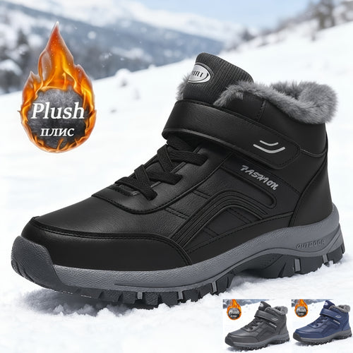 Men's Casual Snow Boots, High Quality High Top Lace Up, Anti Slip Windproof with Furry Lining, Suitable for Outdoor Walking Running Hiking, Wear-resistant And Anti Slip Outdoor Shoes, Autumn And Winter Boots