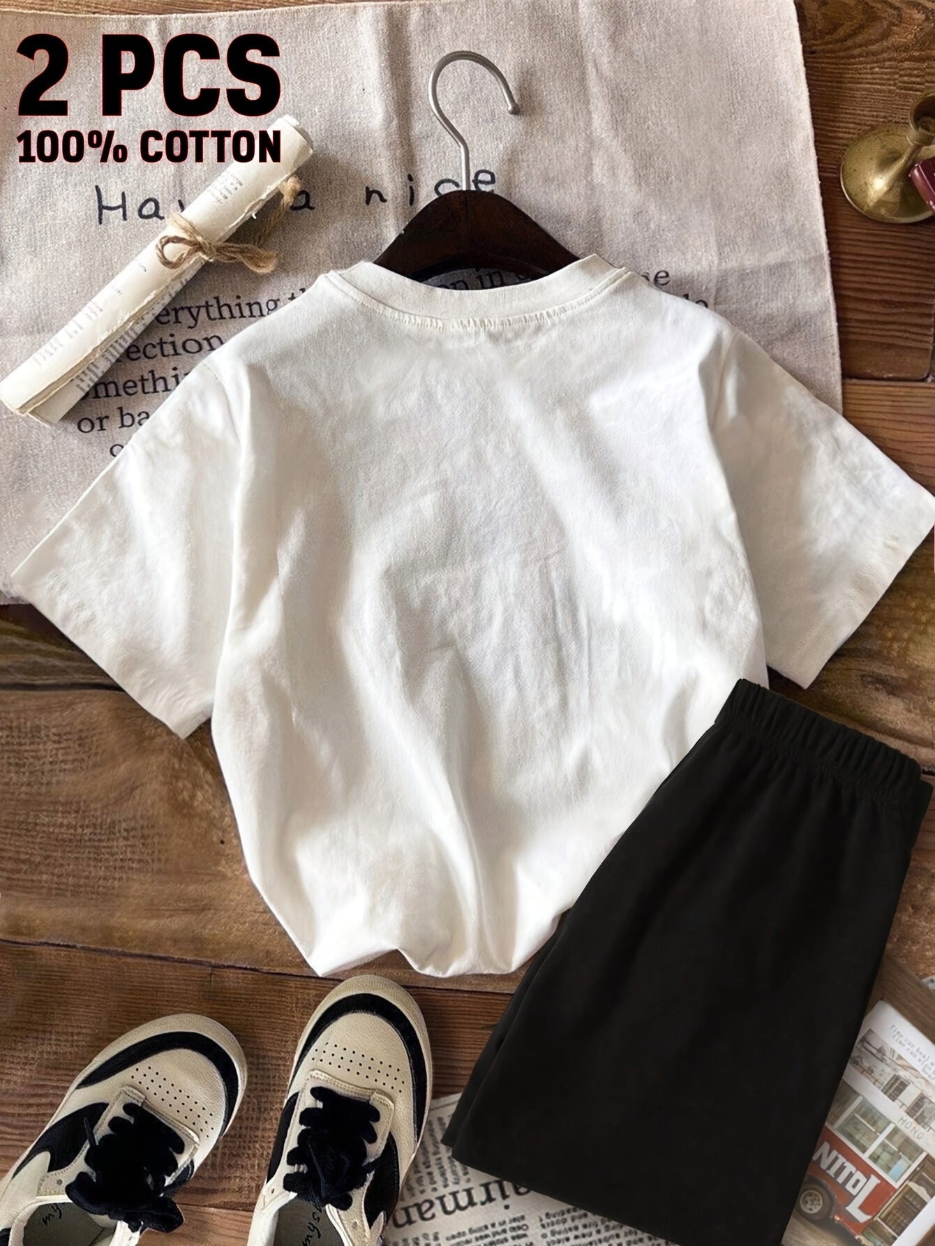 2pcss New Summer Girl When You Can'T Find The Sunshine, Be The Sunshine Short-Sleeved 100% T-Shirt And Shorts 2pcs Set Perfect for Outdoor Activities