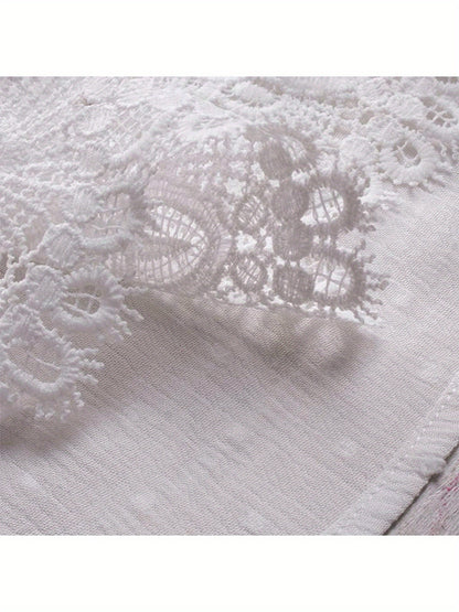 White Lace Floral Ruffle Blouse - product view 5
