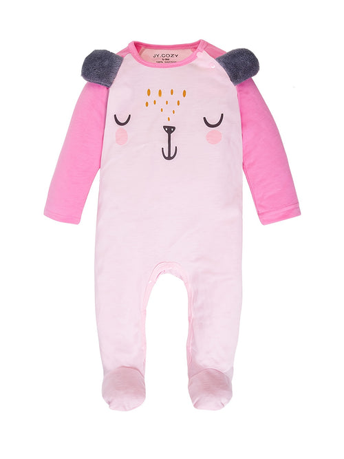 4pcs Newborn Baby Girl Footed Rompers - Soft Breathable Floral Print Long Sleeve Onesies, Snug Fit All-Season Infant Jumpsuits for 0-12 Months, Cute Infant Clothing, Easy Diaper Change, Playful Infant Design, Comfortable Infant Wear