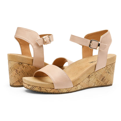 Women's Open Toe Buckle Ankle Strap Platform Wedge Sandals Durable Versatile Style for party, dance, shopping, walk, office, beach stylish look, Classic and versatile style Women Shoes, Womens Sandals