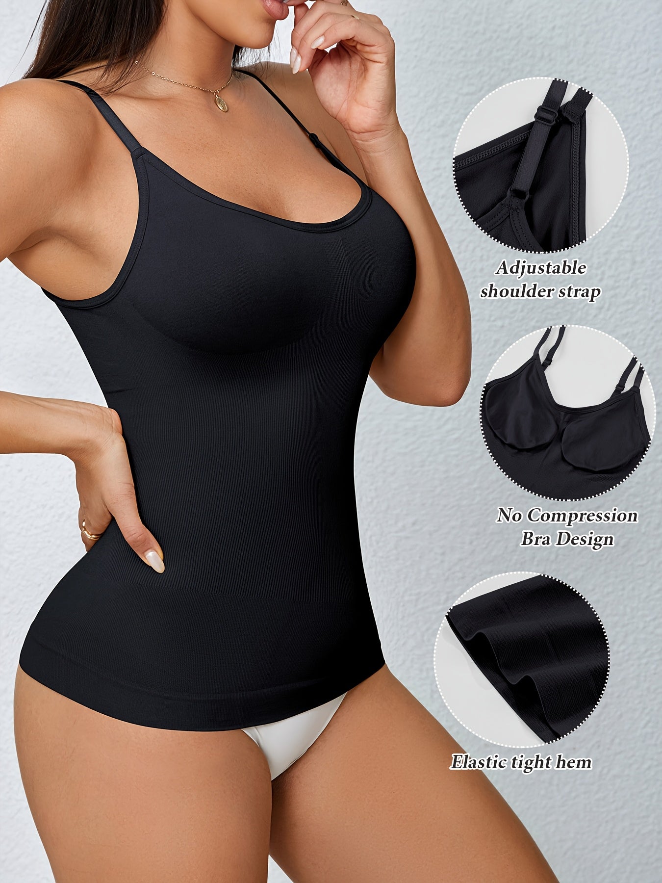 2pcs Women'S Waist Cinching Tank Top, Tight Fitting Waist Cinching Body Shaping Sleeveless Top With Adjustable Shoulder Straps, Body Shaping Tank Top