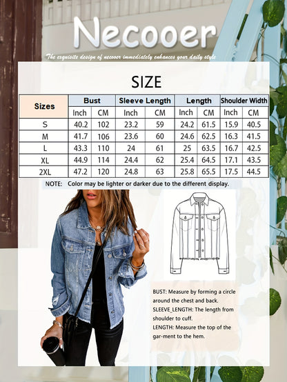 Women's Medium Blue Denim Oversized Denim Jacket - product view 4