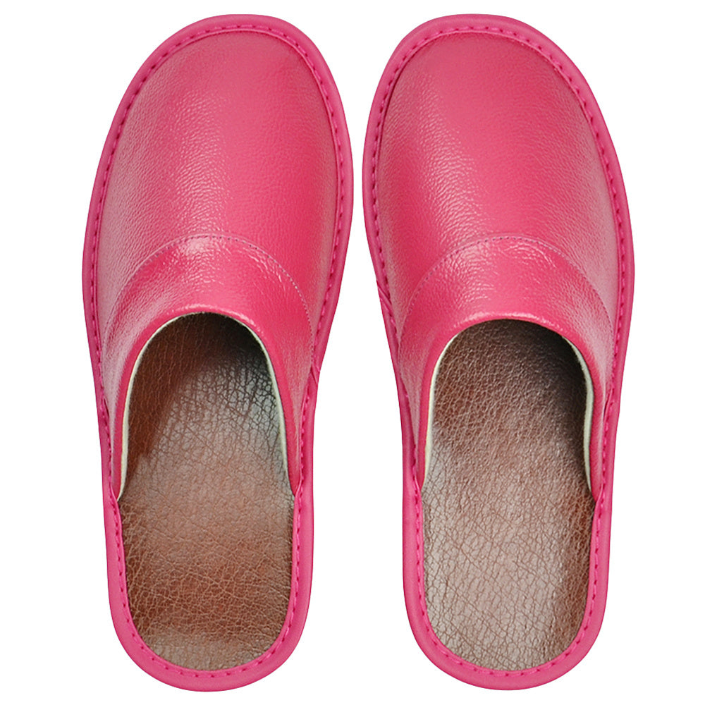 Wide Width Genuine Leather Slippers Oversized Non-slip Genuine Leather Slippers Winter Spring Autumn Summer Indoor Slipper for Men Women| Casual Single Slides Shoes