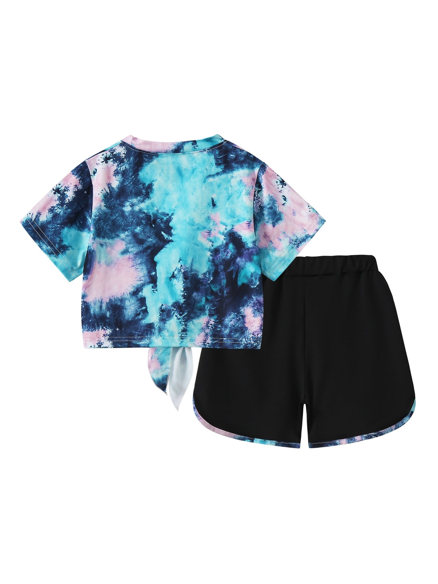 6pcs, Girls Love Print Camouflage Design Short Sleeve Athletic Shorts Summer Suit, for Outdoor