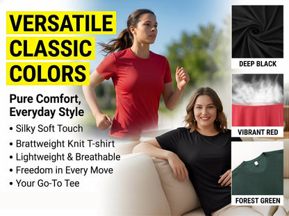 6pcs Random Women's Crew Neck T-shirt, A Versatile And Casual Short-sleeved Top, Breathable And Quick-drying, Suitable for Multiple Scenarios Such As Fitness, Shopping, Dating, Daily Commuting, Etc., An Essential Summer Top Item