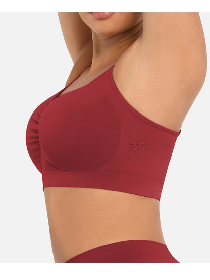 Plus Breathable High-Stretch Sports Bra with Pads - Wireless Mesh Women's Seamless Yoga & Running Top - Solid Color Activewear