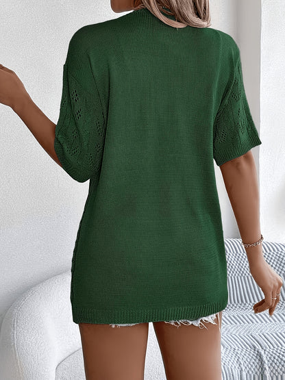 Plus Size, Plus Size Women's Lightweight Lace- Cardigan - Open Front Semi-Sheer Cover-Up with Cut-Out Design, Casual Chic Spring/Summer Beachwear for Vacation & Leisure, Summer Layering Piece | Elegant Cardigan | Elegant Craftsmanship, Lace Cardigan