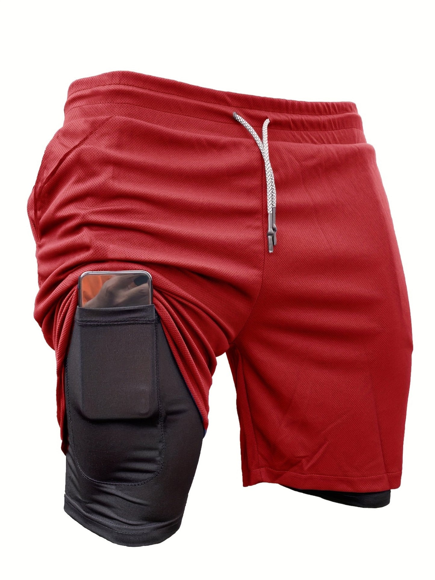 5pcs High Stretch Sports Shorts 5pcs Men'S 2-in-1 Double Layer Shorts With Inner Pocket, High Stretch Sports Shorts For Summer Gym Workout Training