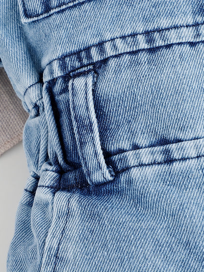 Baby Sky Blue Denim Utility Shorts - product view 14