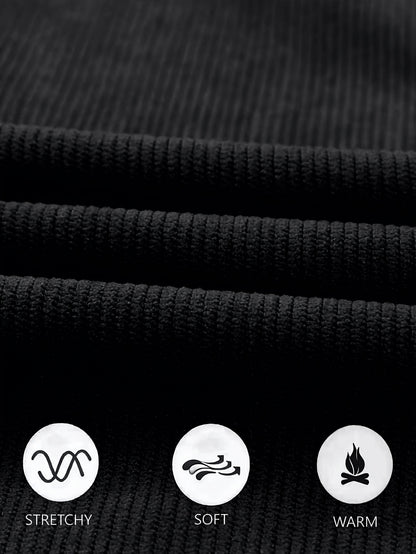 Men'S Solid Corduroy Straight Pants, Retro Pocket And Drawstring Waist, Breathable All-Season Trousers, Casual Daily And Workwear, Machine Washable, Comfortable Straight Fit Pants for Daily Activities