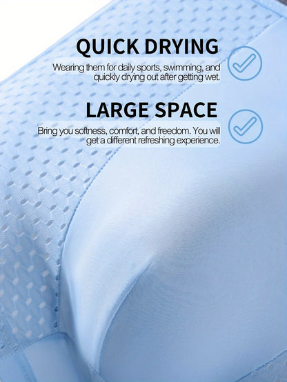 4 Pcs Men's Fashionable, Comfortable, Sexy, Breathable Mesh High Elasticity Patchwork Four Corner Underwear Is A Great Gift Item