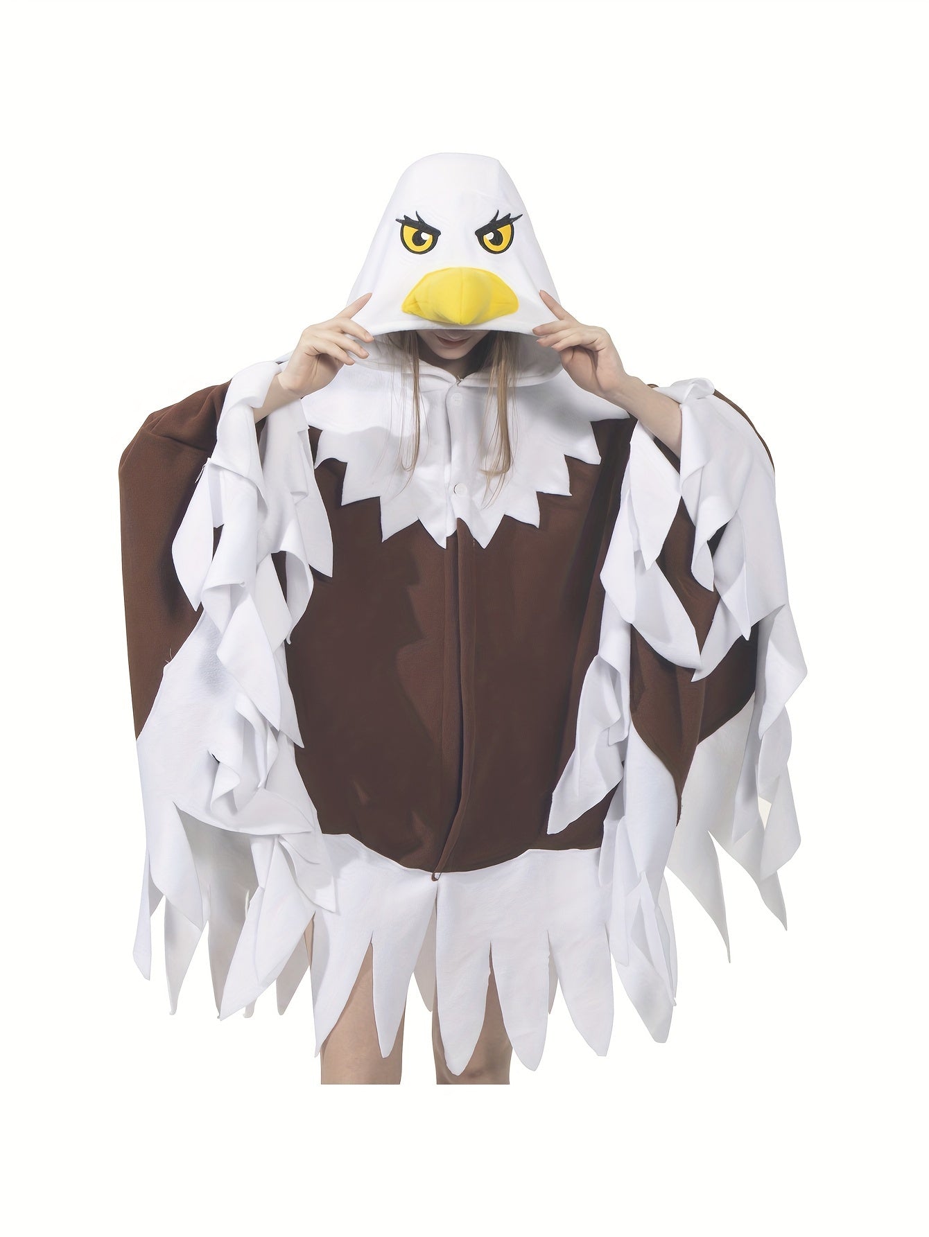 Unisex Adult Bald Eagle Costume Bird Cosplay Hooded Cape Halloween Independence Day Costume And Gift for Women Men