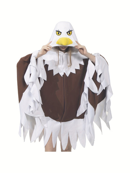 Unisex Adult Bald Eagle Costume Bird Cosplay Hooded Cape Halloween Independence Day Costume And Gift for Women Men