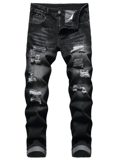 Men'S Black Distressed Denim Pants