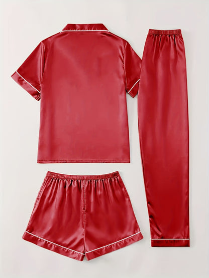 Women's Champagne Satin Short-Sleeve Pants - product view 43