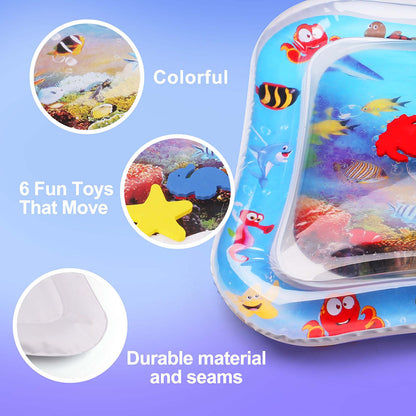 Pink/Blue Tummy Time Water Mat with Gift Box for Infants Toddlers Baby, 26x20 in,Inflatable Water Play Mat For Baby Infants Toddlers Toys Christmas Gift