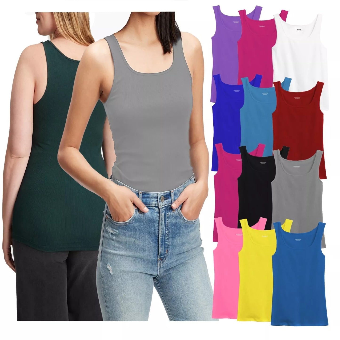 Women's 6 Random colors Cotton Sleeveless Tank Top - product view 5