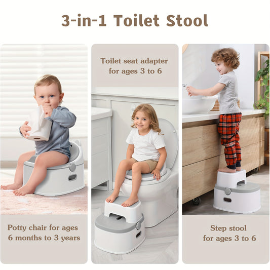 3-in-1 Potty Training Toilet, Portable Potty, Potty Training Seat And Toddler Step Stool, Easy Setup And Clean, Anti-Slip Toddler Potty Trainer For Boy Girl