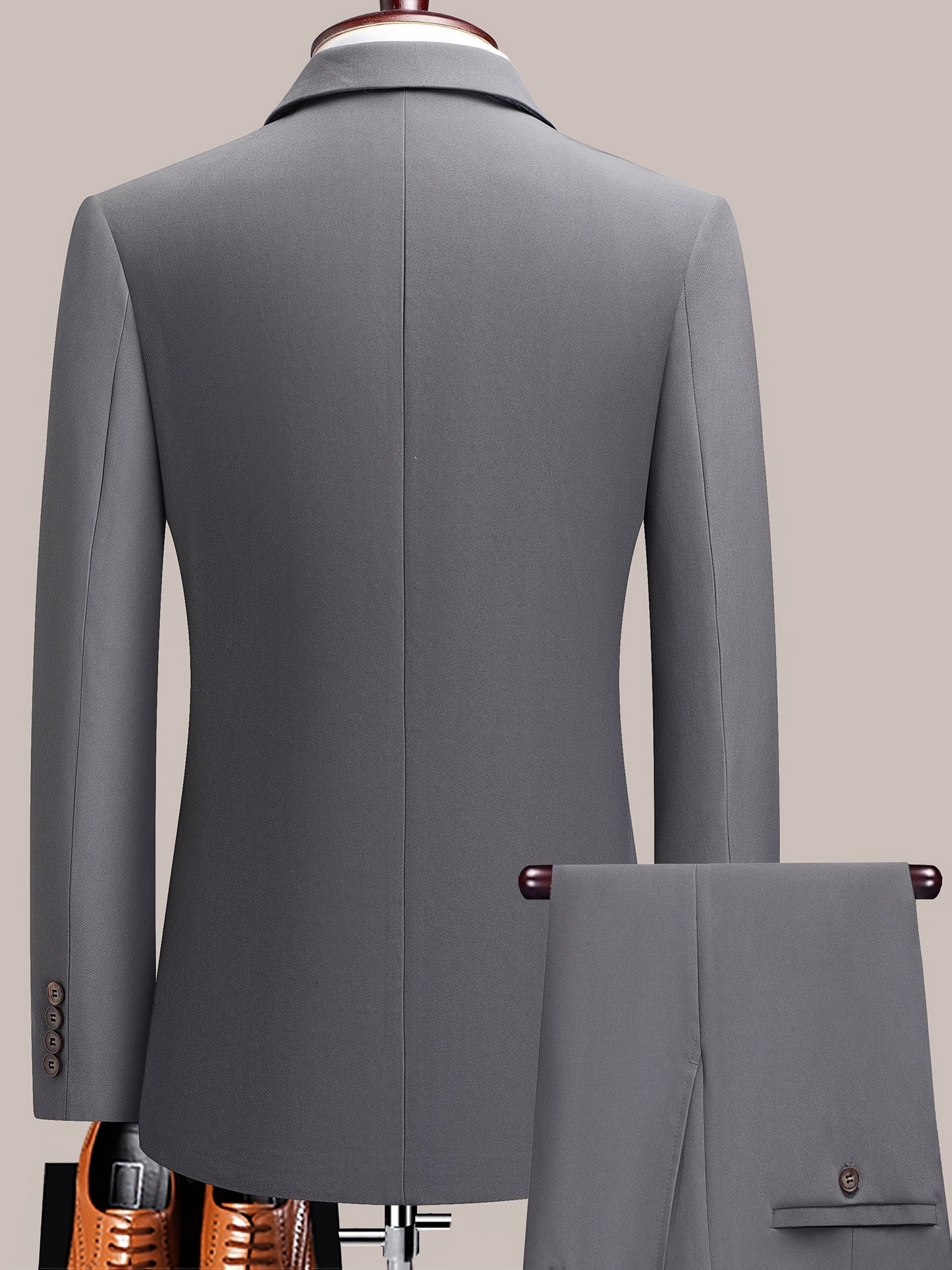 Latest Men's Solid Color Suit Two-Piece Suit Peaked Lapel Double-Breasted Four Seasons Men's Business Suit Formal Business Casual Wedding Dress