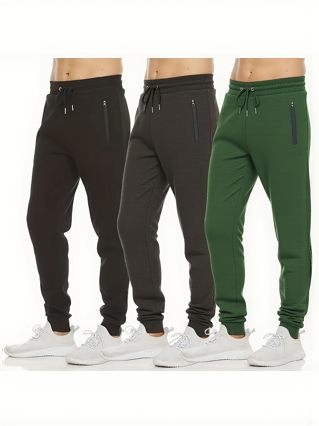 (3pcs) Men's -Lined Fall/Winter Athletic Casual Pants with Pockets And Drawstring - Warm, Comfortable, And Versatile for Gym, Leisure, And Outdoor Activities, Joggers
