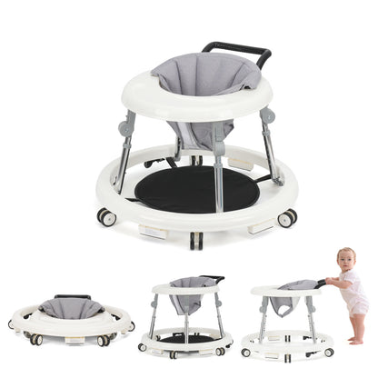 Baby Walker Foldable with 9 Adjustable Heights, Baby Walkers and Activity Center for Boys Girls Babies 6-12 Months, Baby Walker and Bouncer Combo with Wheels Portable Anti-Rollover, Mother's Choice