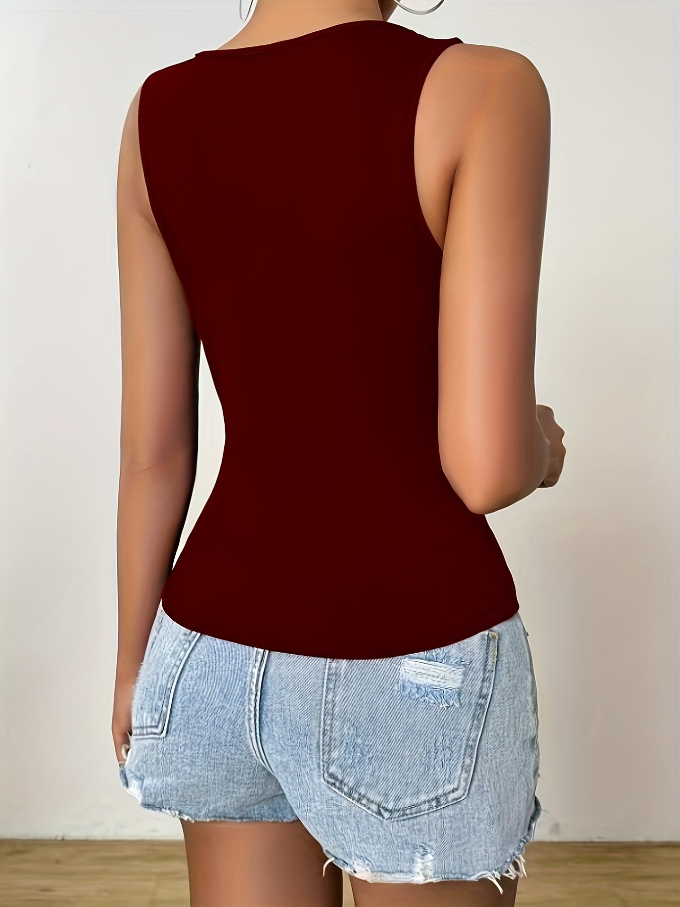 Women'S Fashionable Heart-Cutout Rhinestone-Embellished Camisole Top