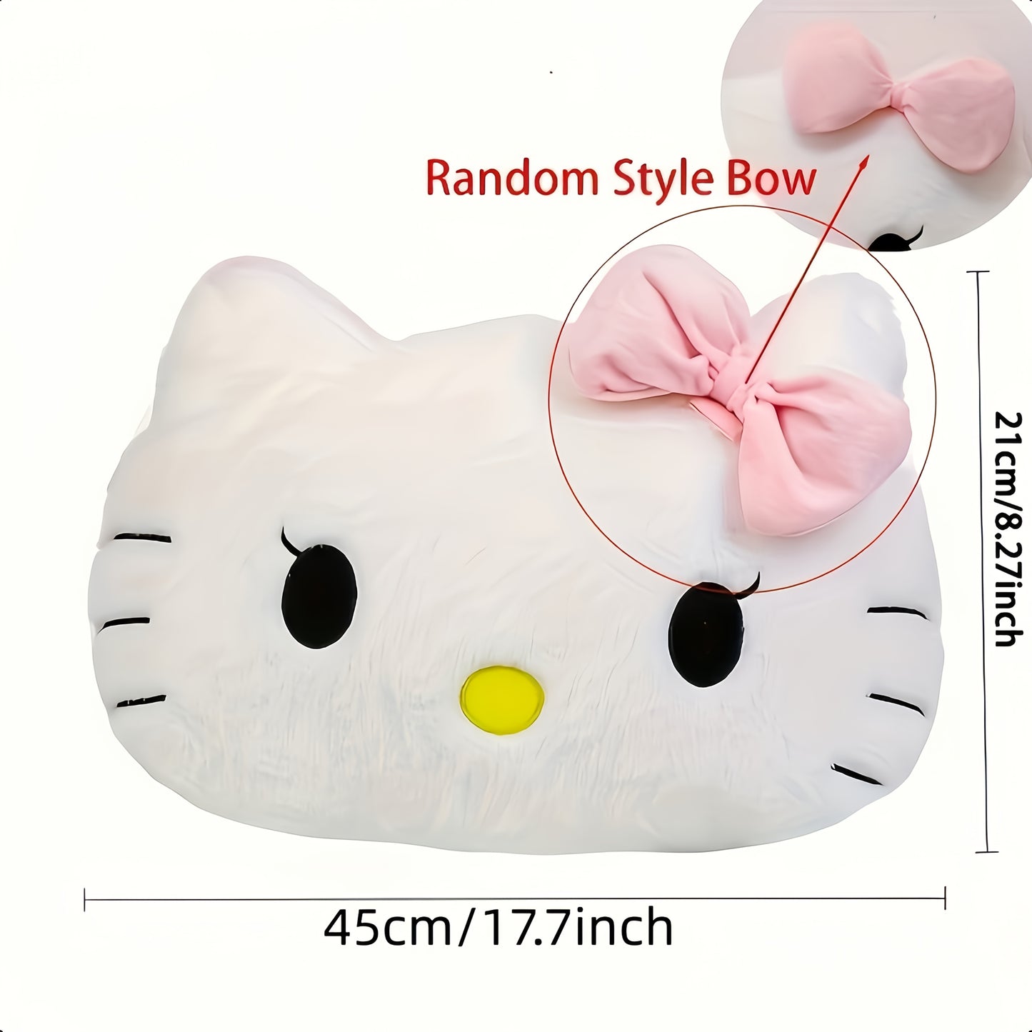 Sanrio Licensed Hello Kitty Plush Pillow - Soft And Fluffy Cushion Suitable for Home, Sofa, Bedside, And Car Use - Iconic Hello Kitty Face, Cute Decorative Cushion, Comfortable Companion for a Nap