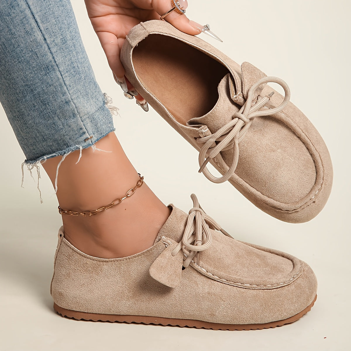 [Lace-Up Casual Shoes] Retro Lace-Up Casual Shoes for Women With Soft Soles, Comfortable for Daily Commuting, Versatile Spring And Autumn Single Shoes, Easy to Wear Without Tiring Feet, Women Shoes