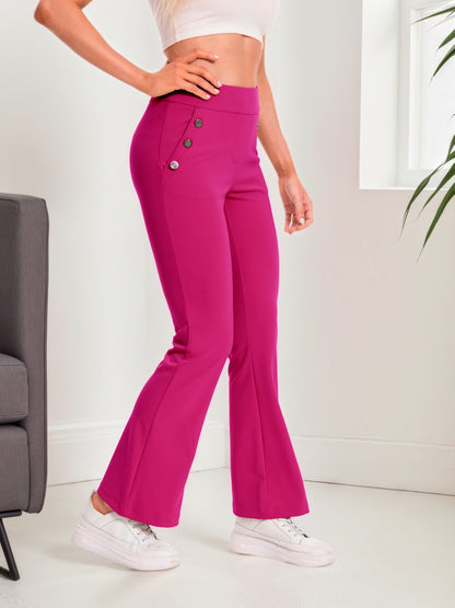 Casual Flare Pants With Sailor Button