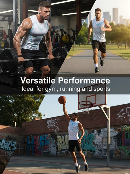 Men's Striped Tank Top - Classic Neck Sleeveless 030053